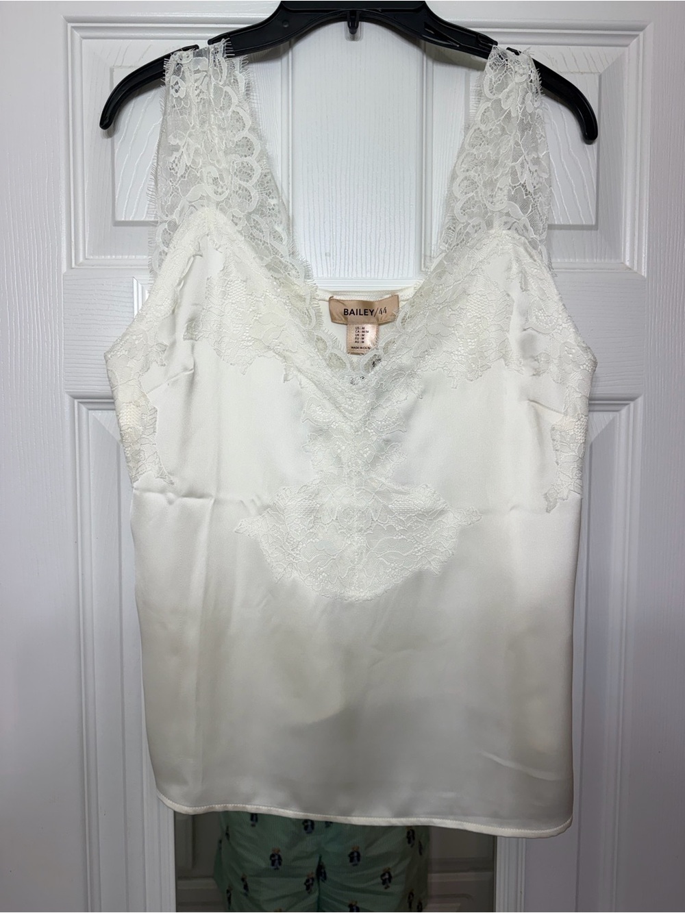 Bailey 44 Ivory Lace-Trim Satin Tank NWT